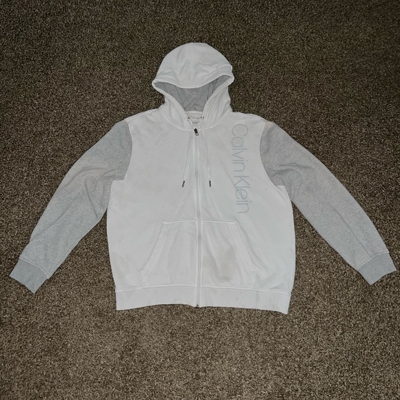 Calvin Klein Other - Calvin Klein Vintage OG White Grey Zip Up Hoodie